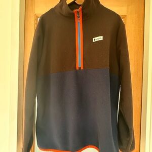 Cotopaxi mens XL color block pullover fleece  quarter zipwith Orange Detail